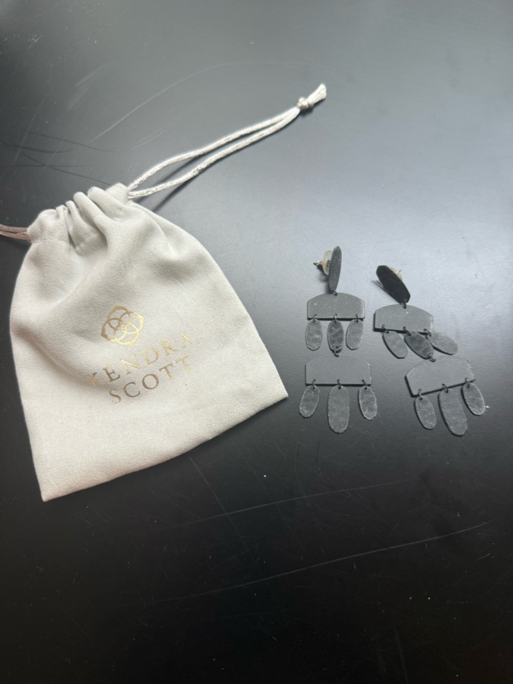 Kendra Scott Matte Black Layered Chandelier Earrings